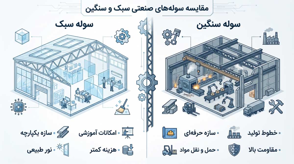 مقایسه سوله صنعتی سبک و سنگین